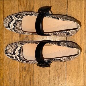 M GEMI Snake Print Mary Jane Flats
